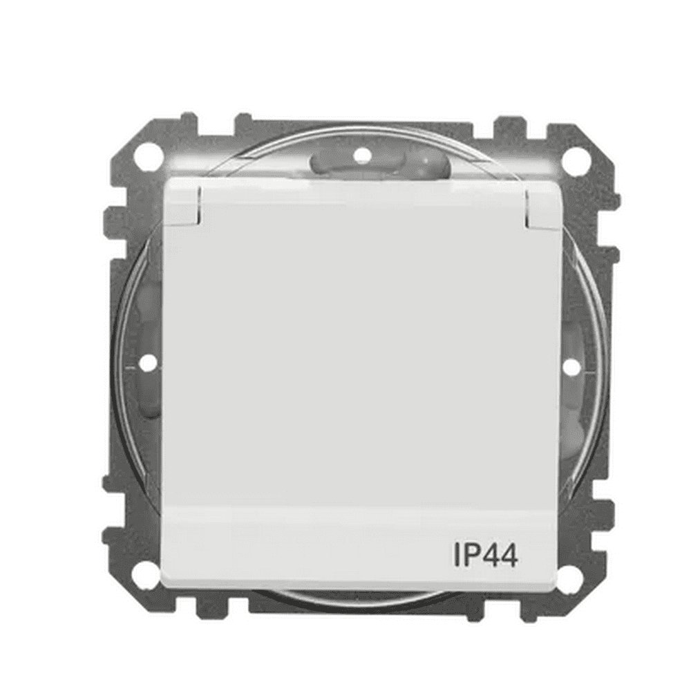 Розетка Schneider Sedna Design біла 1-на з заземленням з шторками з кришкою IP44 ( SDD211024 )